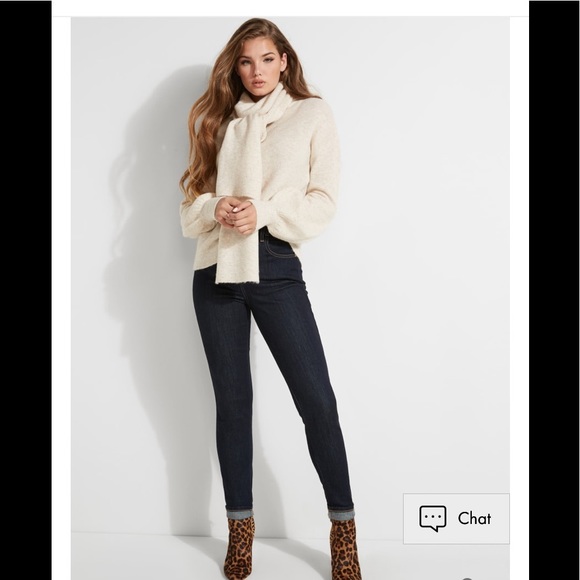 Guess oversize gray turtleneck tie balloon sleeve sweater S - Picture 2 of 6